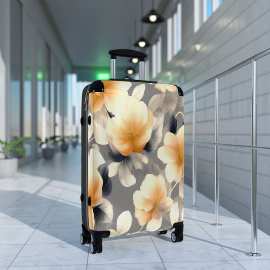 Soft Blossom Floral Bunch Medium Suitcase with built in lock, 4 double-wheels, telescopic handle, and ABS back hard-shell