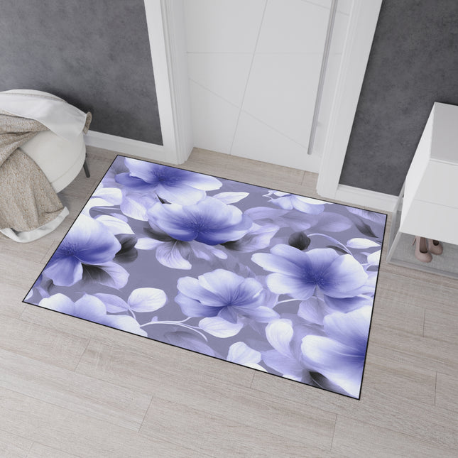 Indigo Blossom Floral Bunch Heavy Duty Floor Mat, 48" x 72"