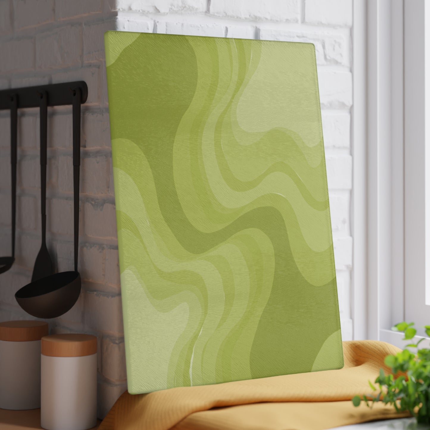 Lemon Wavey Glass Cutting Board, 11" x 15"