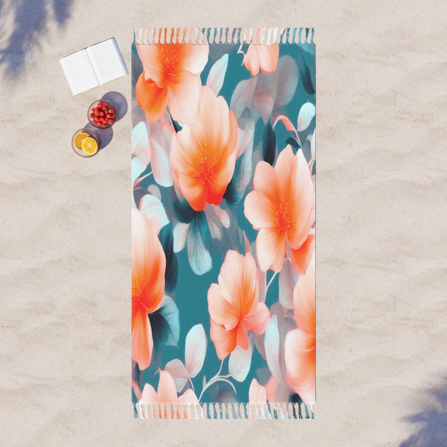 Orange Blossom Floral Bunch 38" × 81" Boho Beach Cloth
