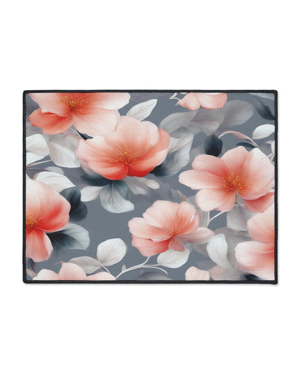 Red Blossom Floral Bunch Heavy Duty Floor Mat, 18" x 24"