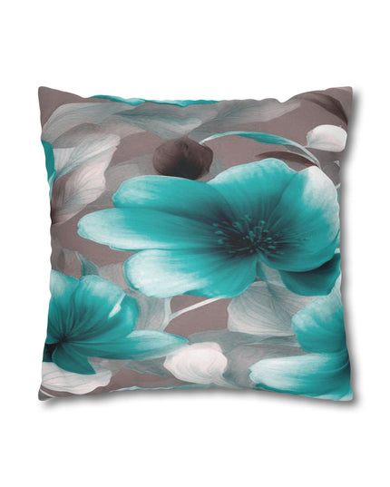 Tif Green Gray Floral Bunch Spun Polyester Square Pillowcase, 14" x 14"