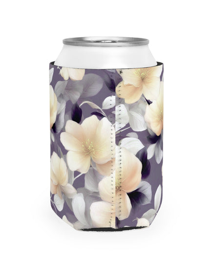 White Blush Floral Bunch 12 oz Can Cooler Sleeve