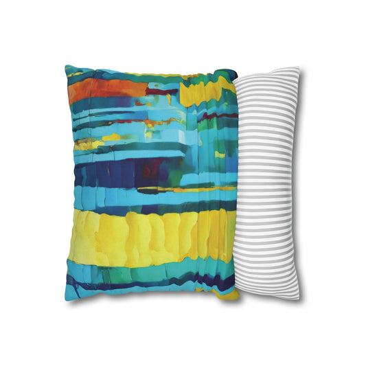 Striped Alpha Spun Polyester Square Pillowcase, 14" x 14"