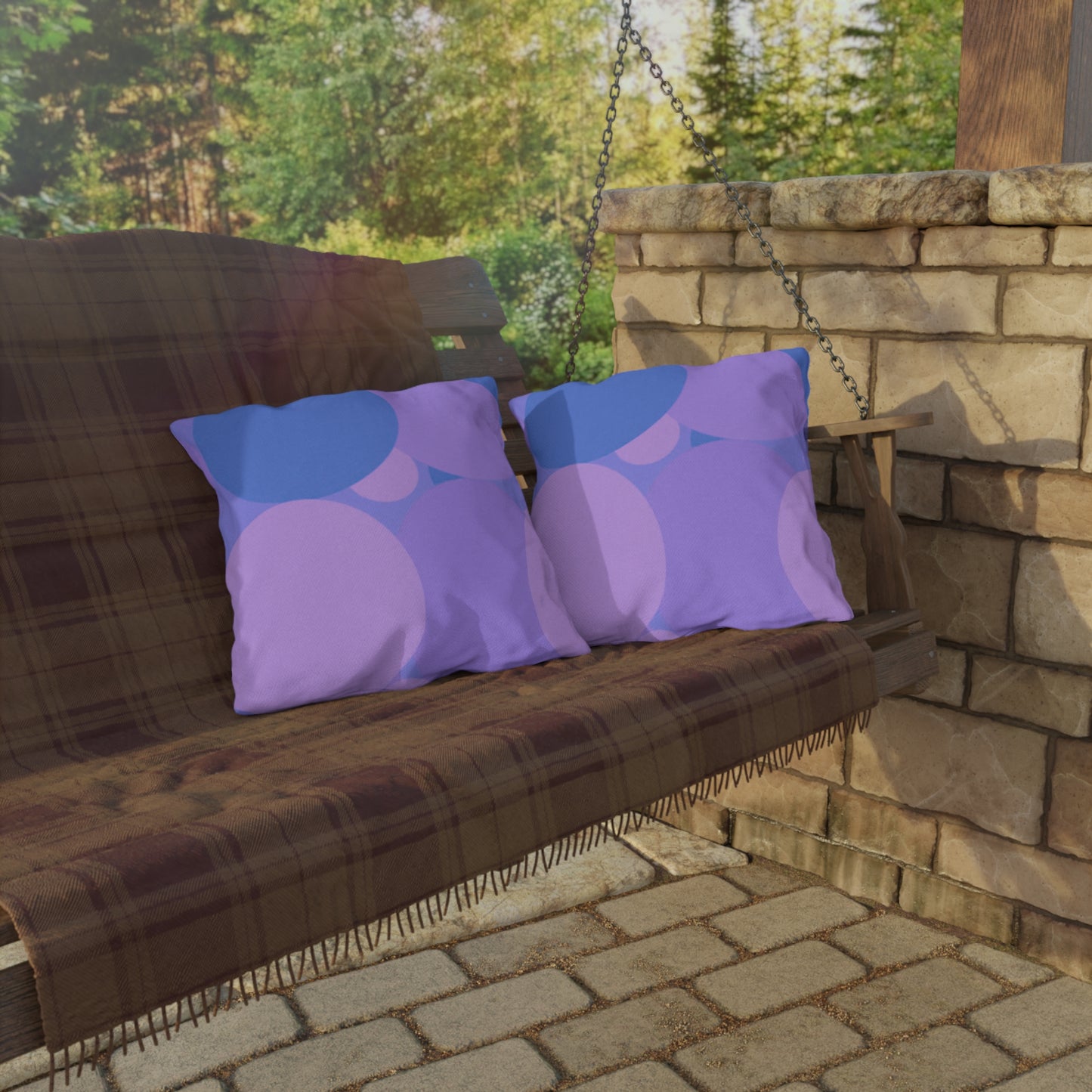 Pastel Purple Family Patches 18" x 18" Outdoor Pillow