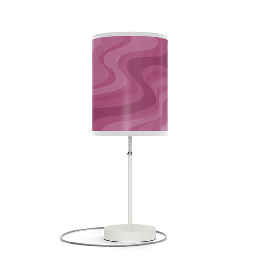 Pinky Mauve Wavey Table Lamp on a White or Silver Stand, US|CA plug