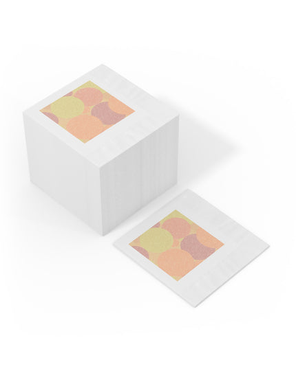 Pastel Hot Peach Patches White Coined Napkins, 4.8" x 4.8"