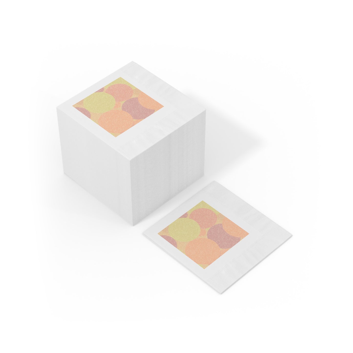 Pastel Hot Peach Patches White Coined Napkins, 4.8" x 4.8"