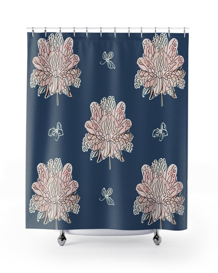 Rose White Floral Butterflies Shower Curtain, 71" x 74"