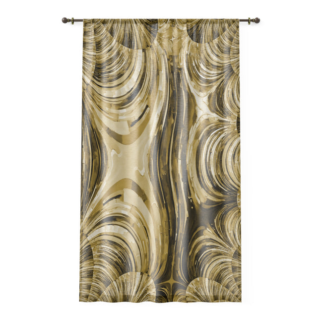 Uzi Spiral Light Brown Sheer Window Curtain, 50" x 84", partially transparent