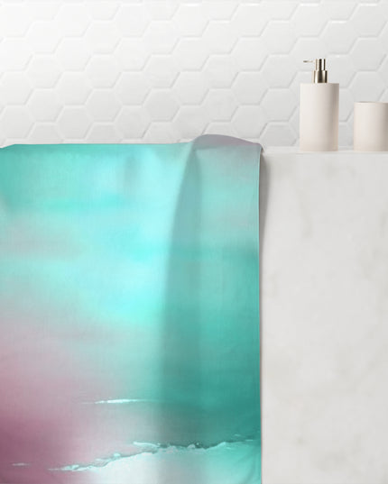 Green Sea Lavender Fog 30" x 60" Mink-Cotton Towel (50% polyester, 50% cotton)