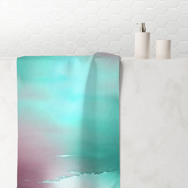 Green Sea Lavender Fog 30" x 60" Mink-Cotton Towel (50% polyester, 50% cotton)