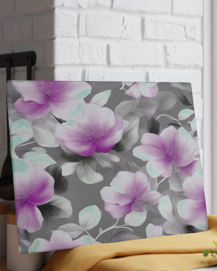 Purple Blossom Floral Bunch Glass Cutting Board, 11" x 15"
