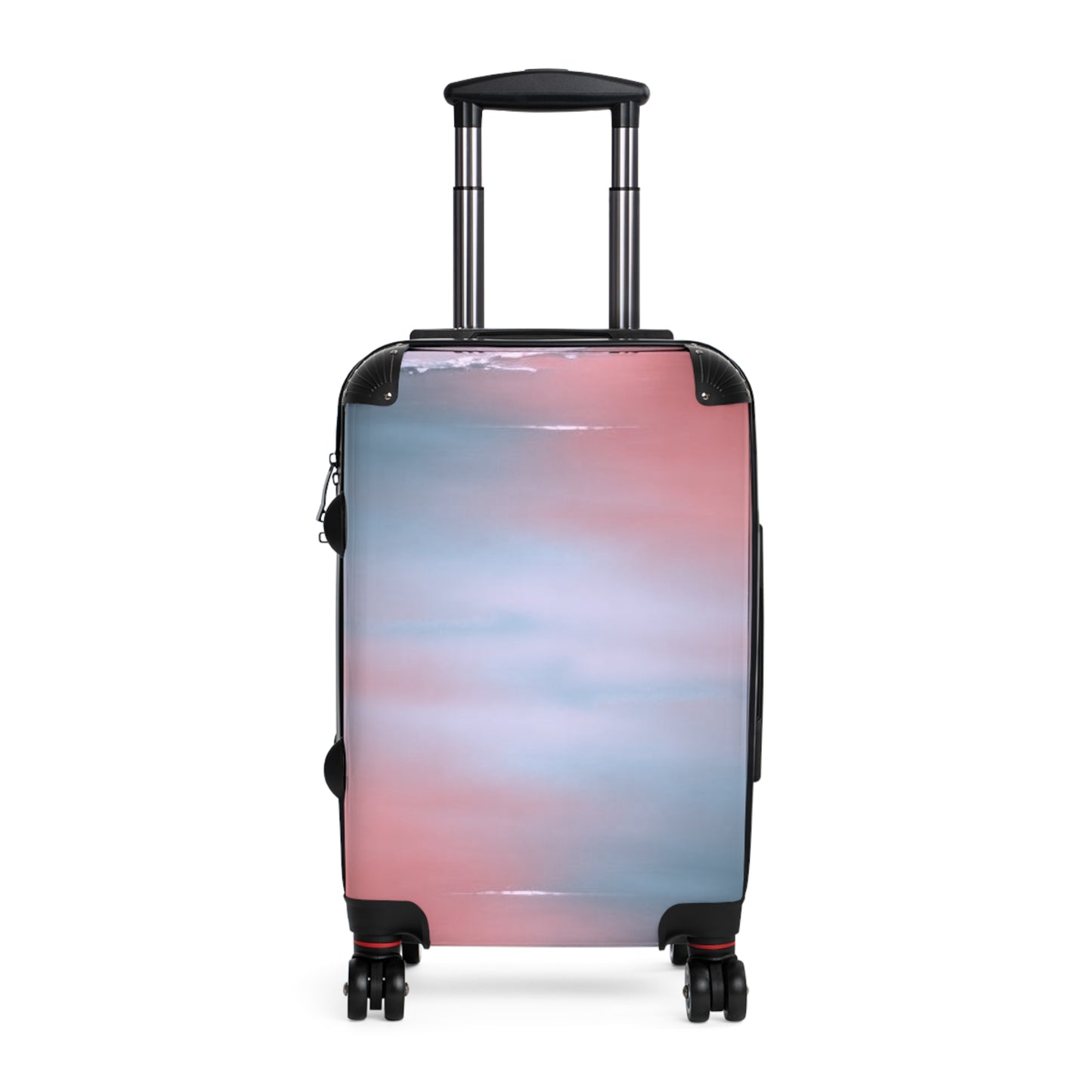 Gray Sea Pink Fog Small Suitcase with built in lock, 4 double-wheels, telescopic handle, and ABS back hard-shell