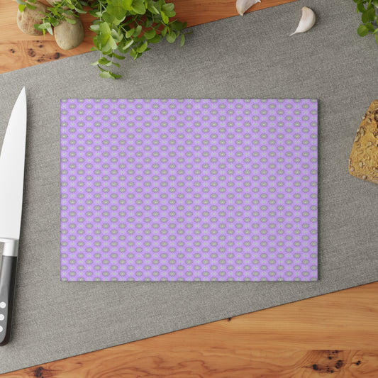 Lavender Star-crossed Bodies Glass Cutting Board,  8" x 11"