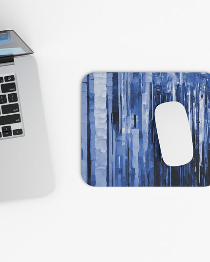 Striped Deep Blue Mouse Pad, 9" x 8" Rectangle