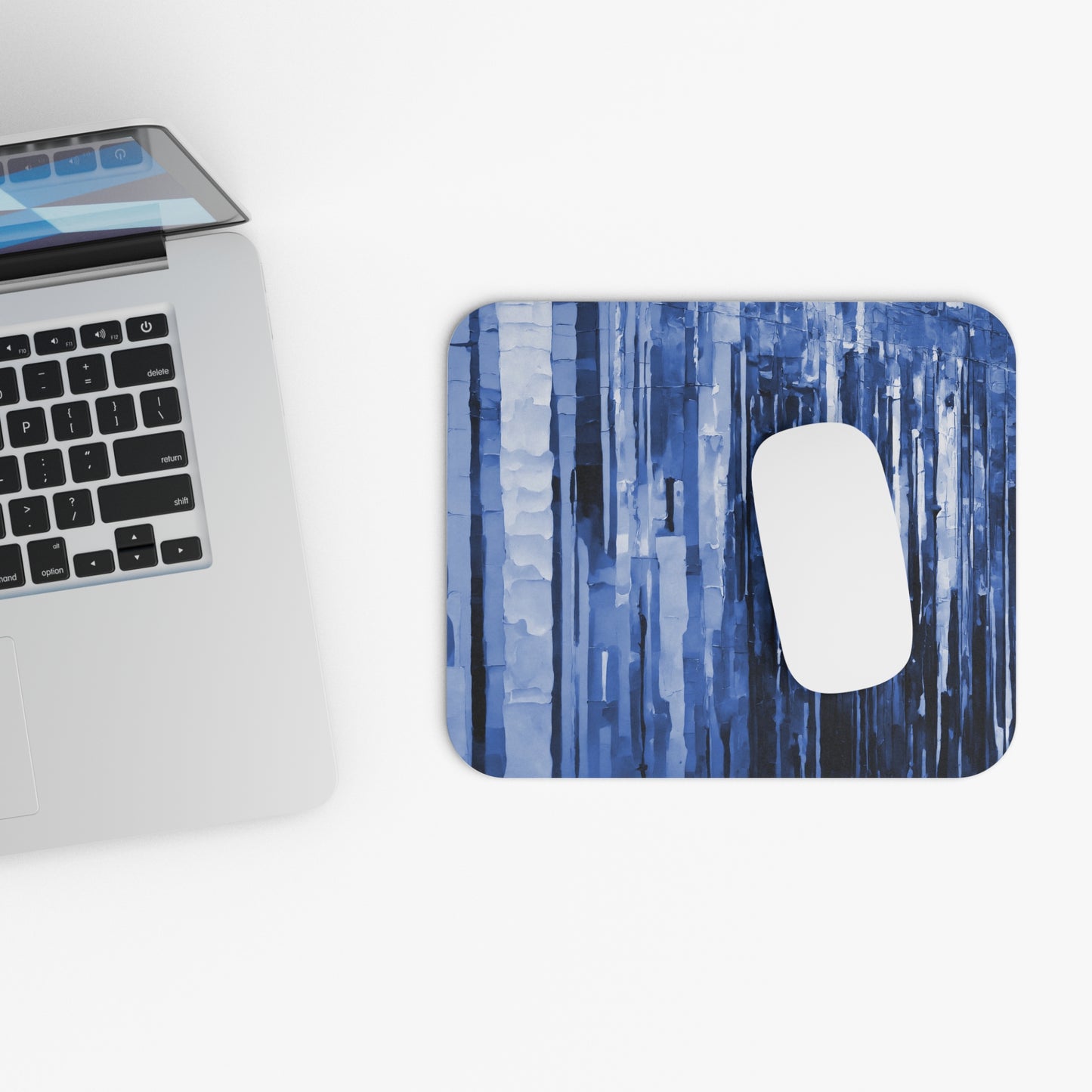 Striped Deep Blue Mouse Pad, 9" x 8" Rectangle