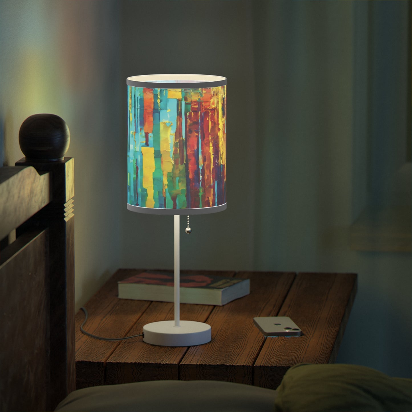 Striped Alpha Table Lamp on a White or Silver Stand, US|CA plug