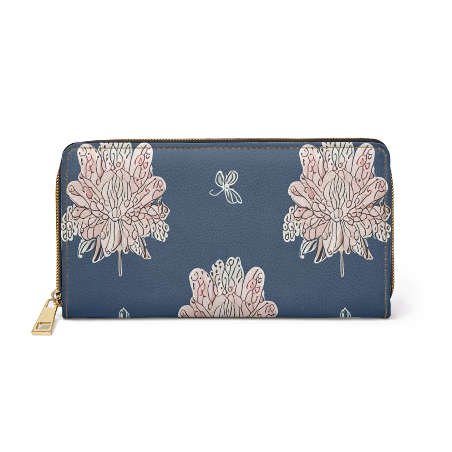 Rose White Floral Butterflies Elegant Abstract Zipper Wallet - Stylish & Functional Accessory for Everyday Use