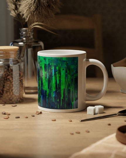 Striped Blue Green 20 oz White Glossy Jumbo Mug
