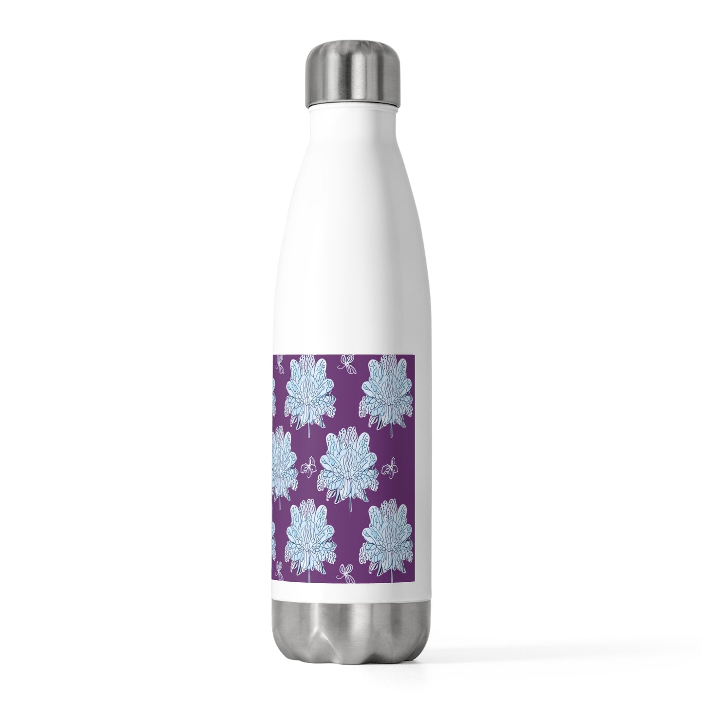Blue Floral Butterflies 20oz Insulated Water Bottle