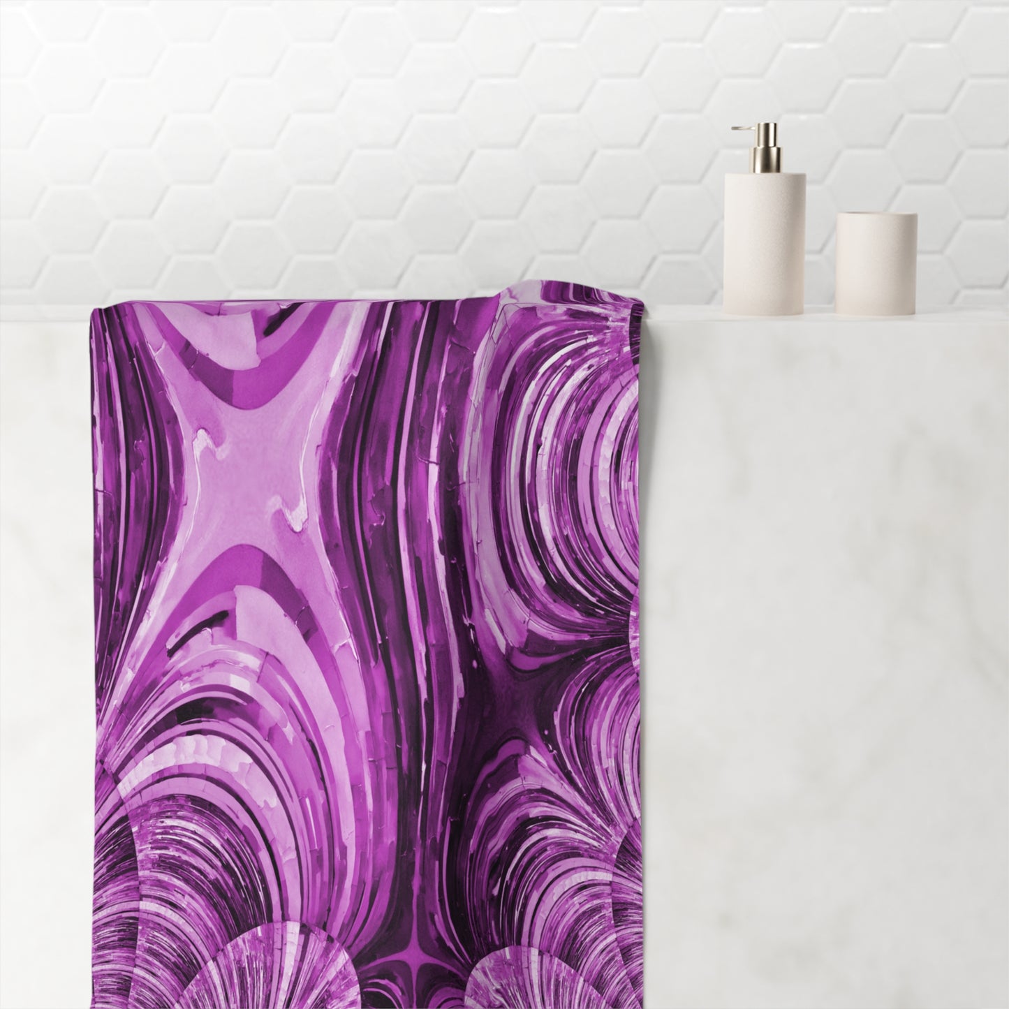 Uzi Spiral Powder Lavender Mink-Cotton Towel (50% polyester, 50% cotton),  30" x 60"