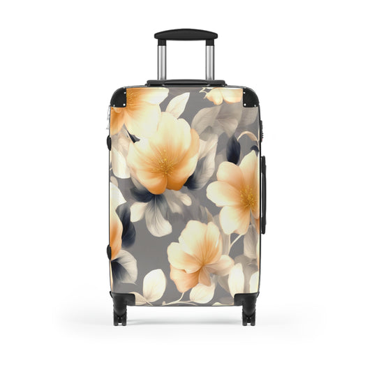 Soft Blossom Floral Bunch Medium Suitcase with built in lock, 4 double-wheels, telescopic handle, and ABS back hard-shell