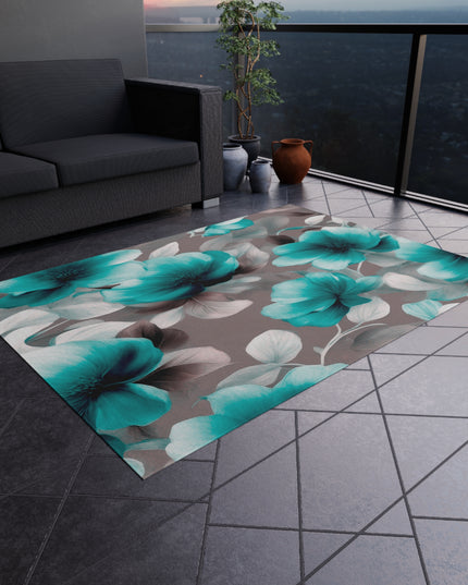 Tif Green Gray Floral Bunch Outdoor Rug, 60" x 84"