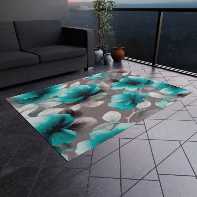 Tif Green Gray Floral Bunch Outdoor Rug, 60" x 84"