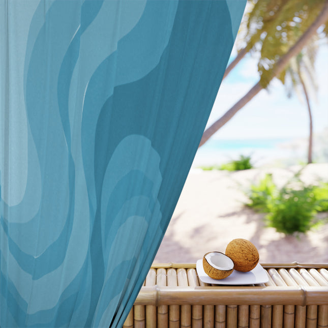 Sky Blue Wavey Window Curtain, 50" x  84", blackout