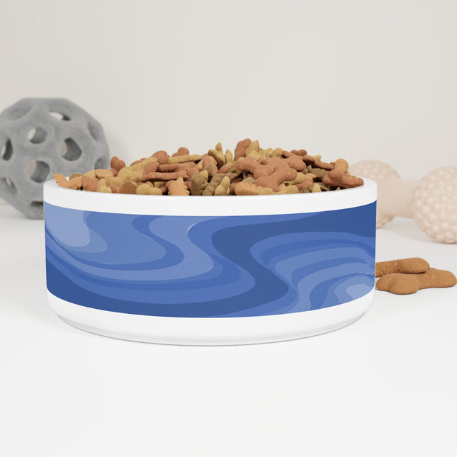 Deep Blue Wavey 16 oz Pet Bowl