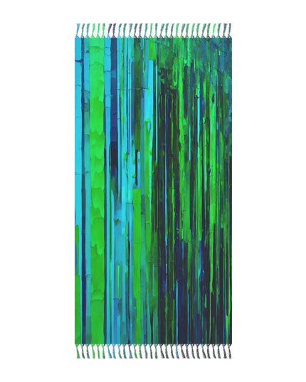 Striped Blue Green 38" × 81" Boho Beach Cloth