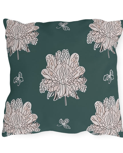 Soft White Floral Butterflies 18" x 18" Outdoor Pillow