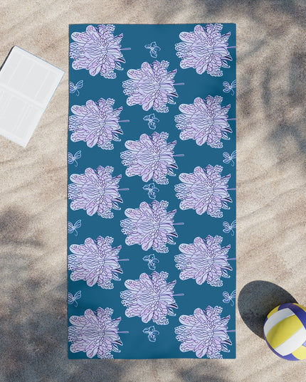 Lavender Floral Butterflies Beach Towel, 30" x 60"