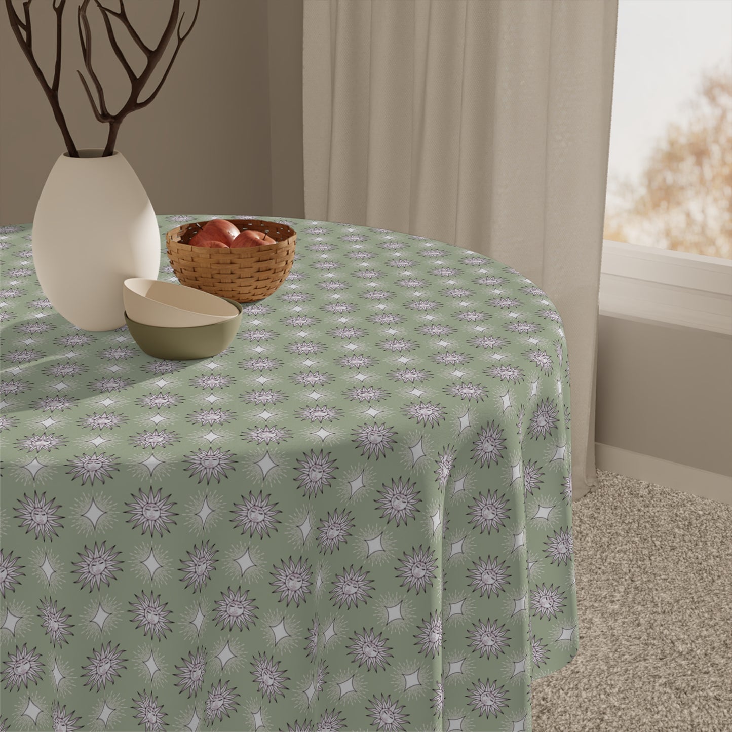 Olive Star-crossed Bodies Tablecloth, 55" x 55"