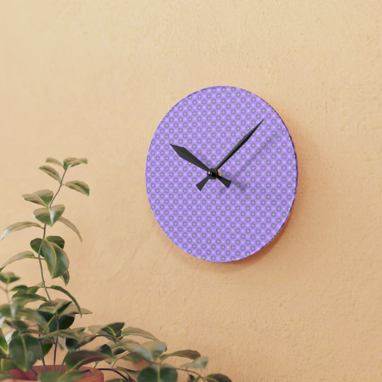 Lavender Star-crossed Bodies Acrylic Round Wall Clock, 8" x 8"