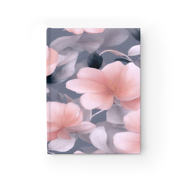 Peach and Blue Gray Floral Bunch Journal - 128 Ruled Line pages, 5" x 7"