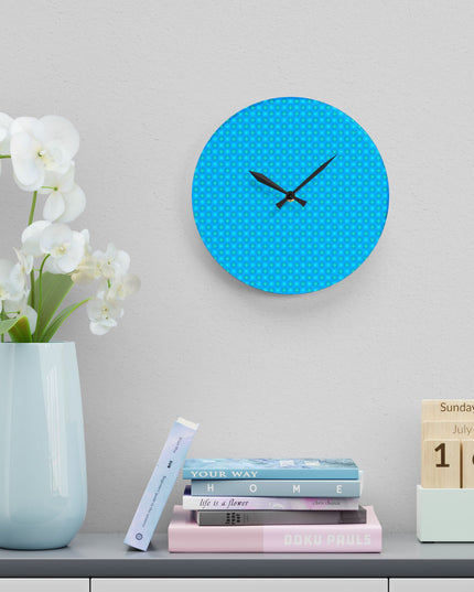Blue Green Star-crossed Bodies Acrylic Wall Clock, Round or Square, 10.75" x 10.75"