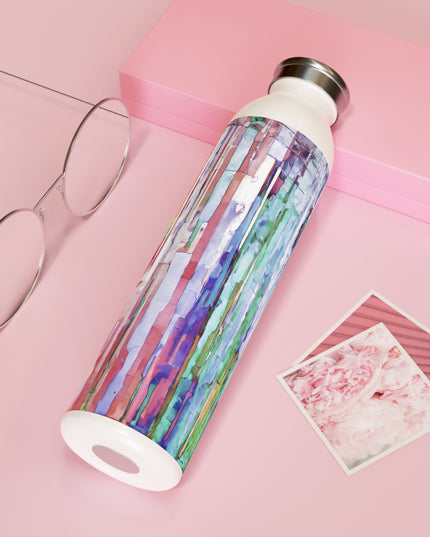 Striped Pastels Slim Water Bottle, 20 oz White