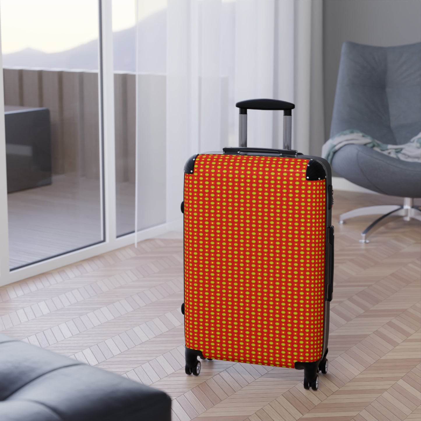 Late Evening Star-crossed Bodies Medium Suitcase with built in lock, 4 double-wheels, telescopic handle, and ABS back hard-shell