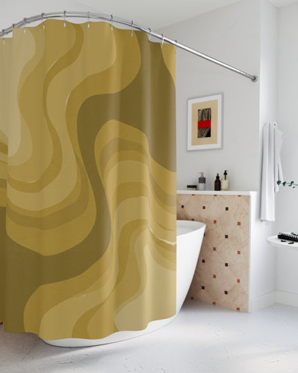 Brown Wavey Shower Curtains, 71" x 74"