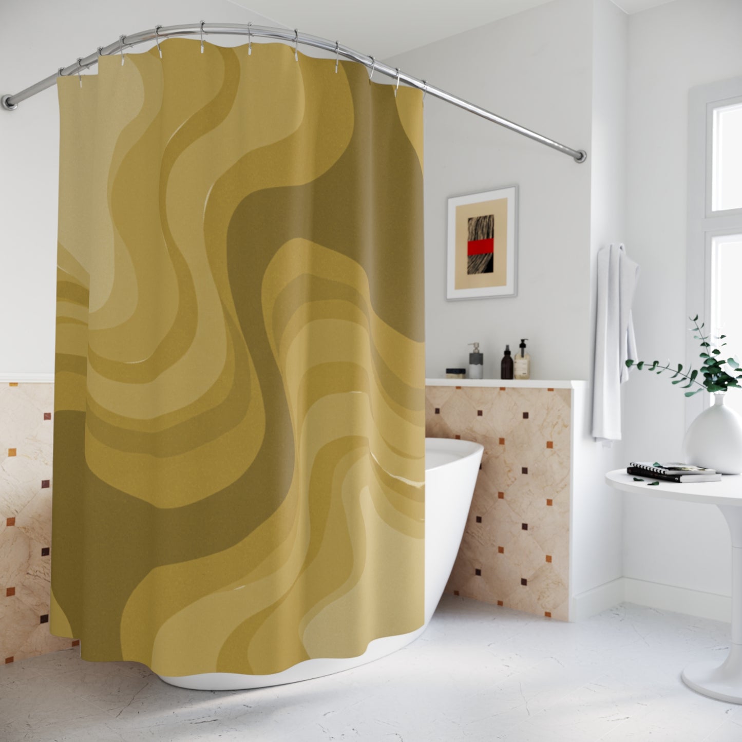 Brown Wavey Shower Curtains, 71" x 74"