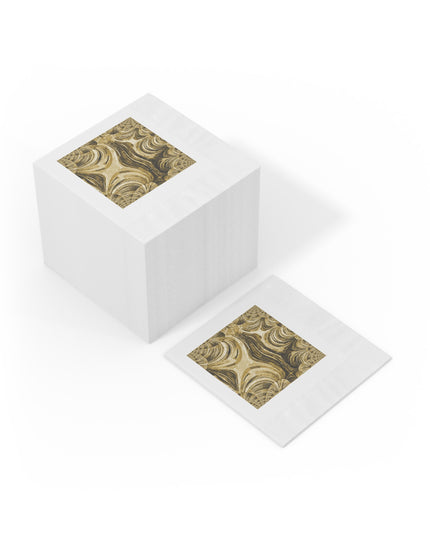 Uzi Spiral Light Brown Pastel White Coined Napkins, 4.8" x 4.8"
