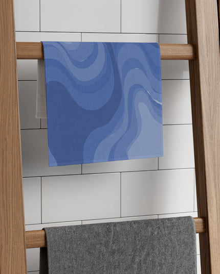 Deep Blue Wavey Rally Towel, 11" x 18"