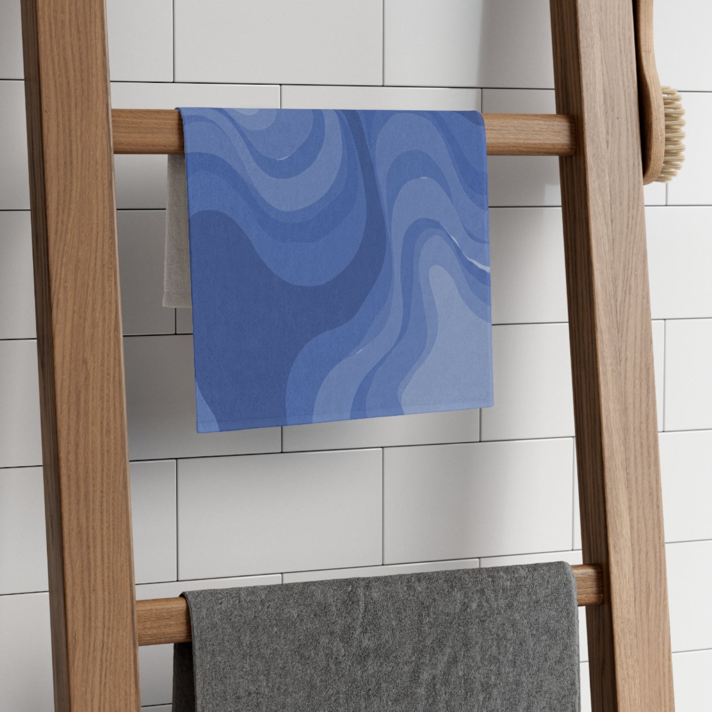 Deep Blue Wavey Rally Towel, 11" x 18"