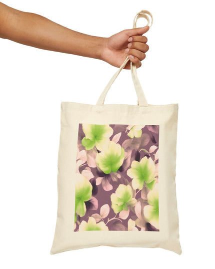 Lime Lavender Floral Bunch Cotton Canvas Tote Bag