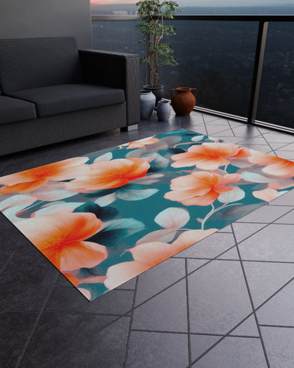 Orange Blossom Floral Bunch Outdoor Rug, 60" x 84"