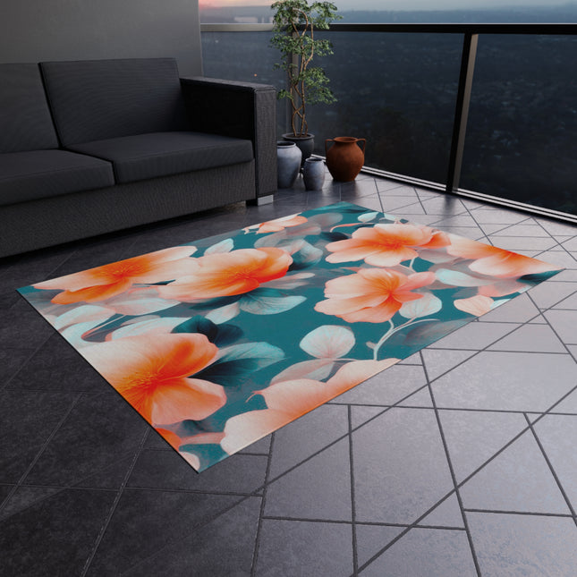 Orange Blossom Floral Bunch Outdoor Rug, 60" x 84"