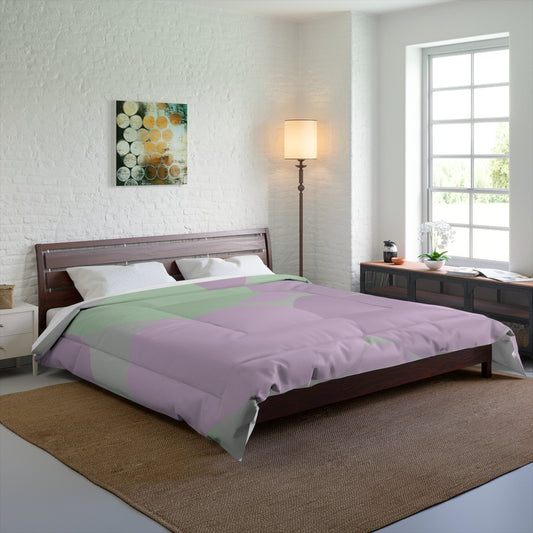 Pastel Lavender Purple and Soft Green Patches 104" × 88" Comforter