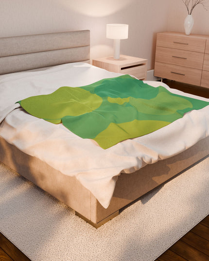 Pastel Green Patches Velveteen Plush Blanket, 50" x 60"